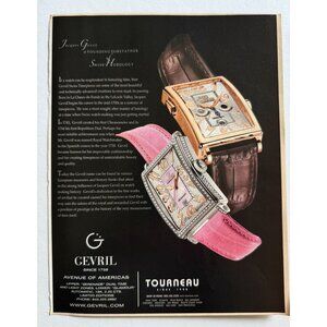 Vintage 2005 Gevril Diamond Swiss Watch Tourneau Advertisement Print Ad